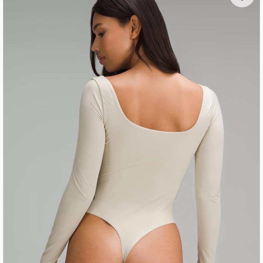Lululemon XS Wundermost Ultra-Soft Nulu Square-Neck Long-Sleeve Bodysuit Mojave - Picture 4 of 7
